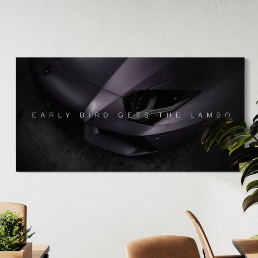 Early Bird Gets Lambo Canvas Wall Art | Poster Print Canvastoria
