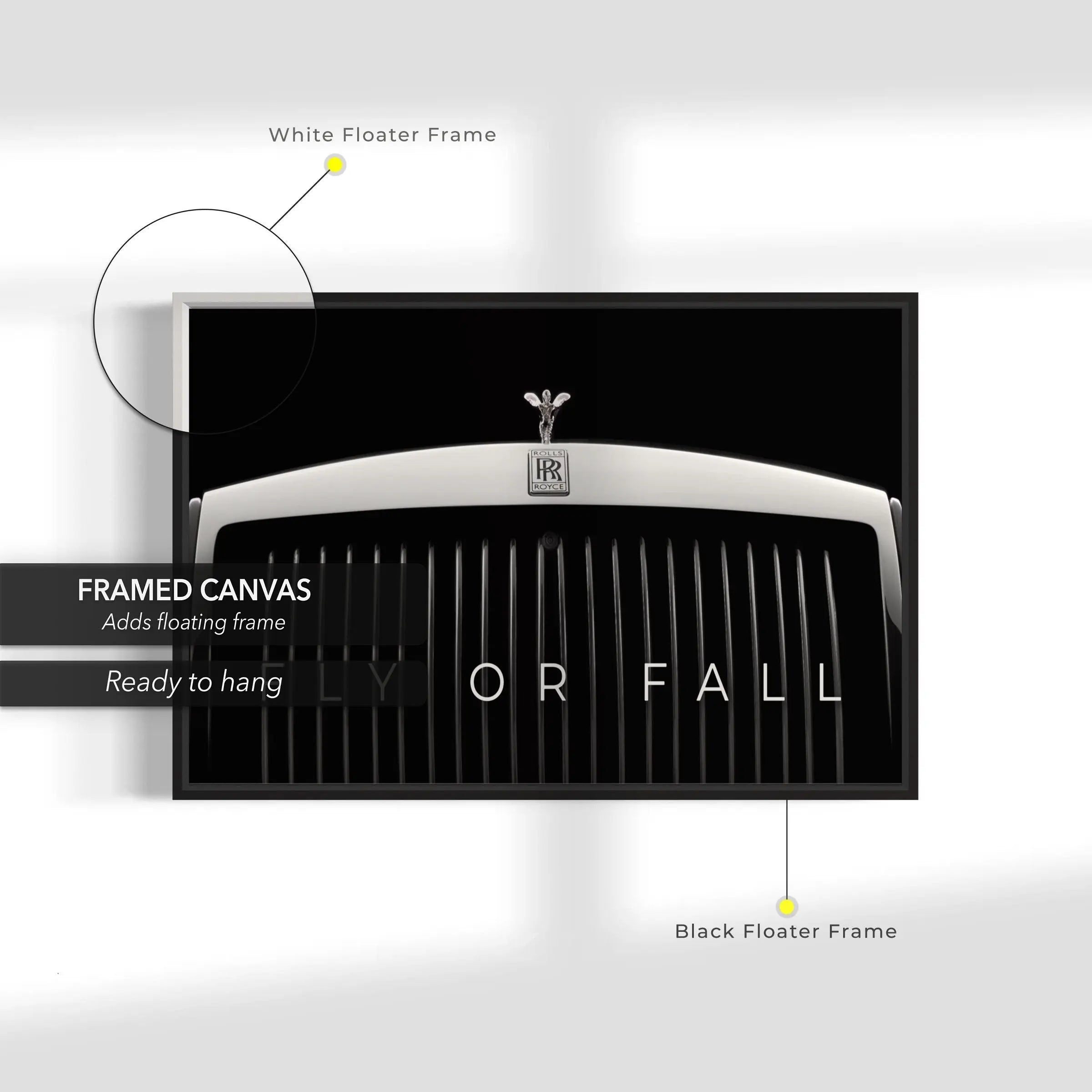 Fly or Fall Rolls Royce Canvas Wall Art | Poster Print Canvastoria