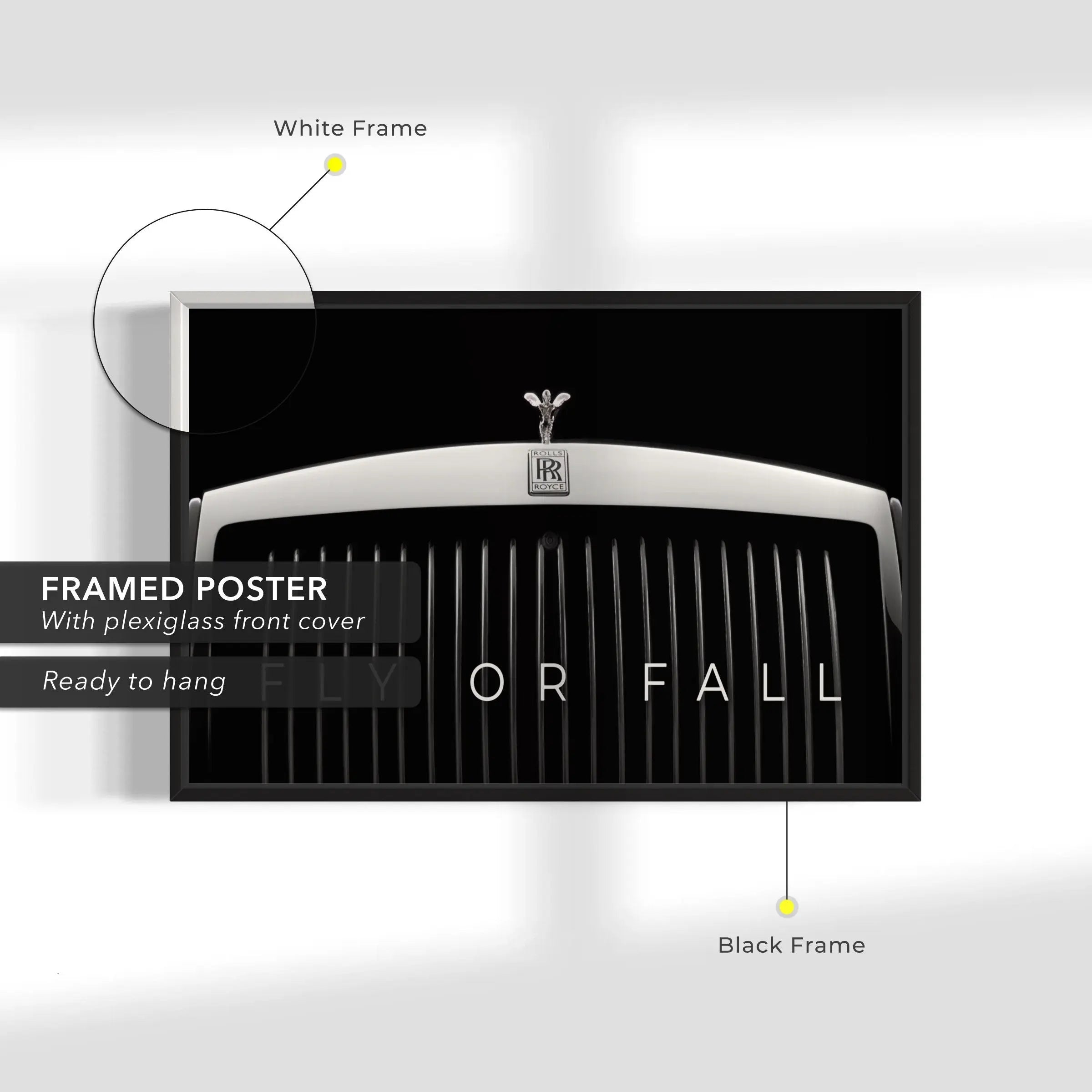 Fly or Fall Rolls Royce Canvas Wall Art | Poster Print Canvastoria