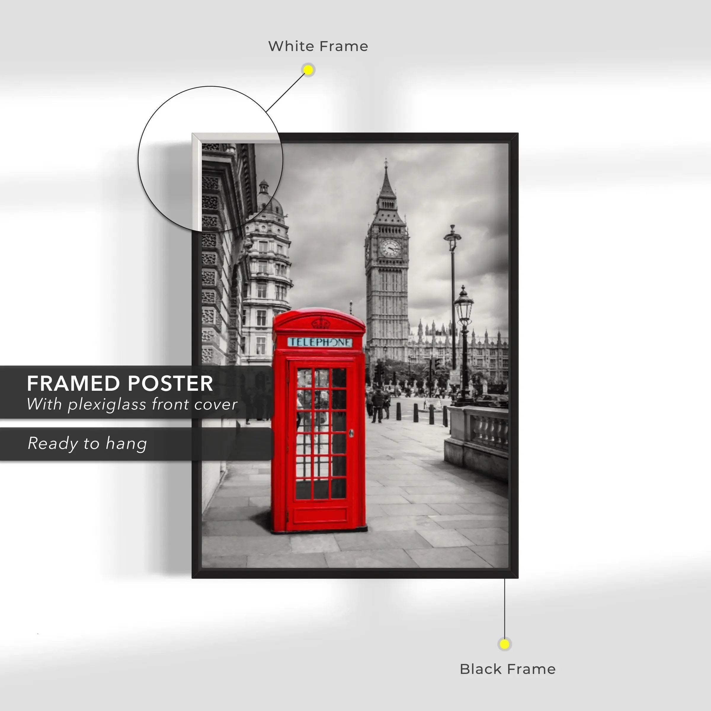 Traditional London Red Phone Booth Canvas Wall Art | Poster Print - Canvastoria