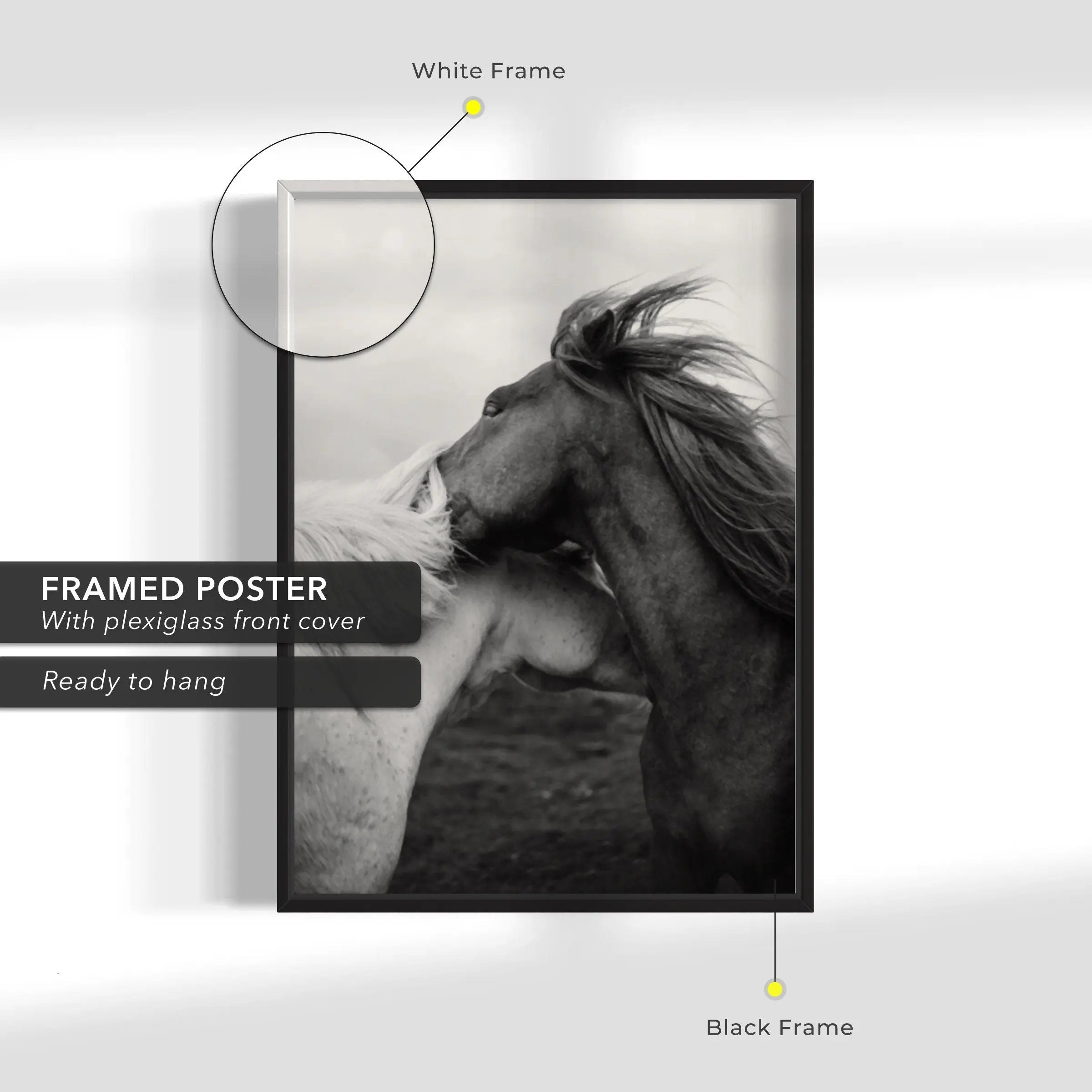 Love Horses in Black & White Canvas Wall Art | Poster Print - Canvastoria