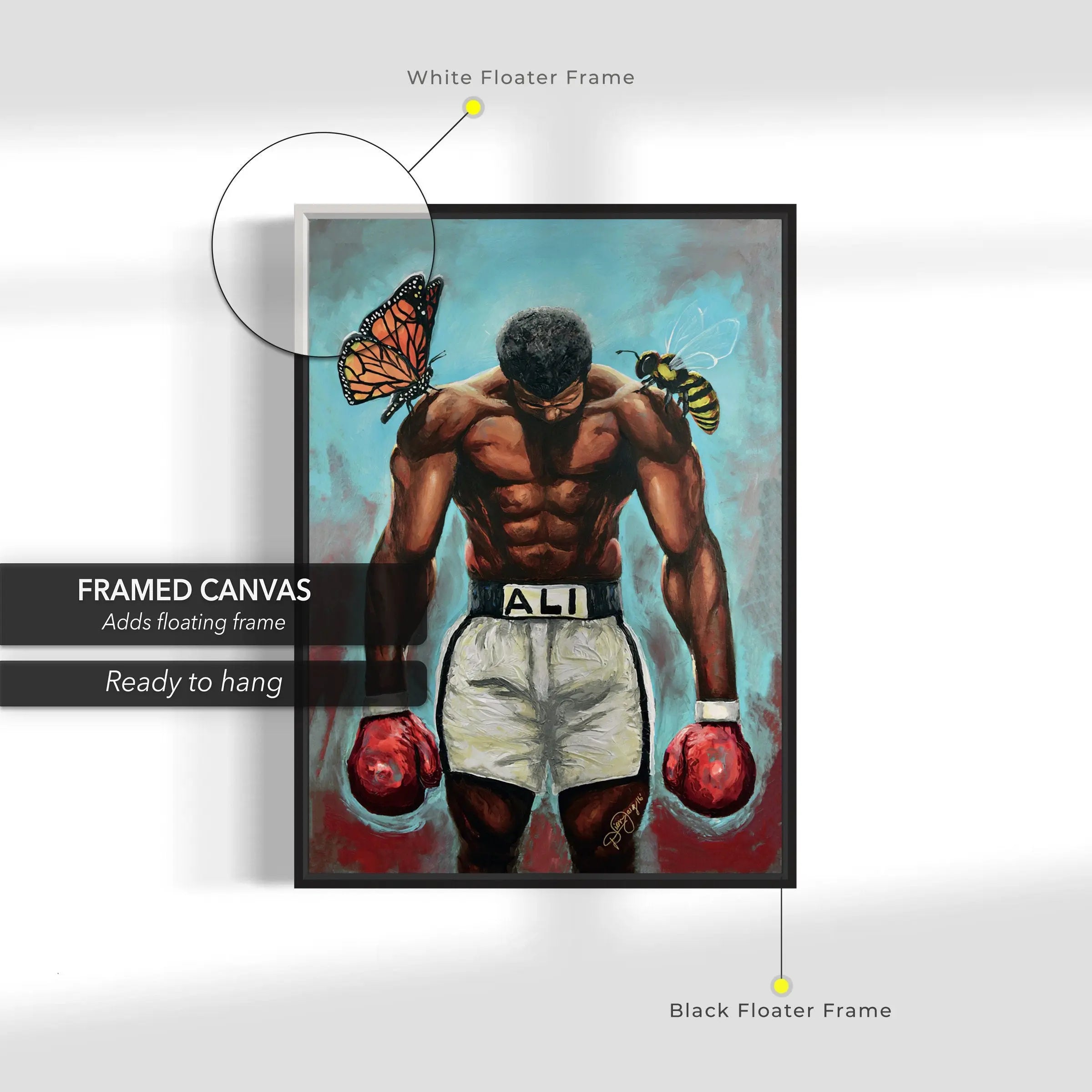 Muhammad Ali - Float Like a Butterfly, Sting Like a Bee Canvas Wall Art | Poster Print - Canvastoria