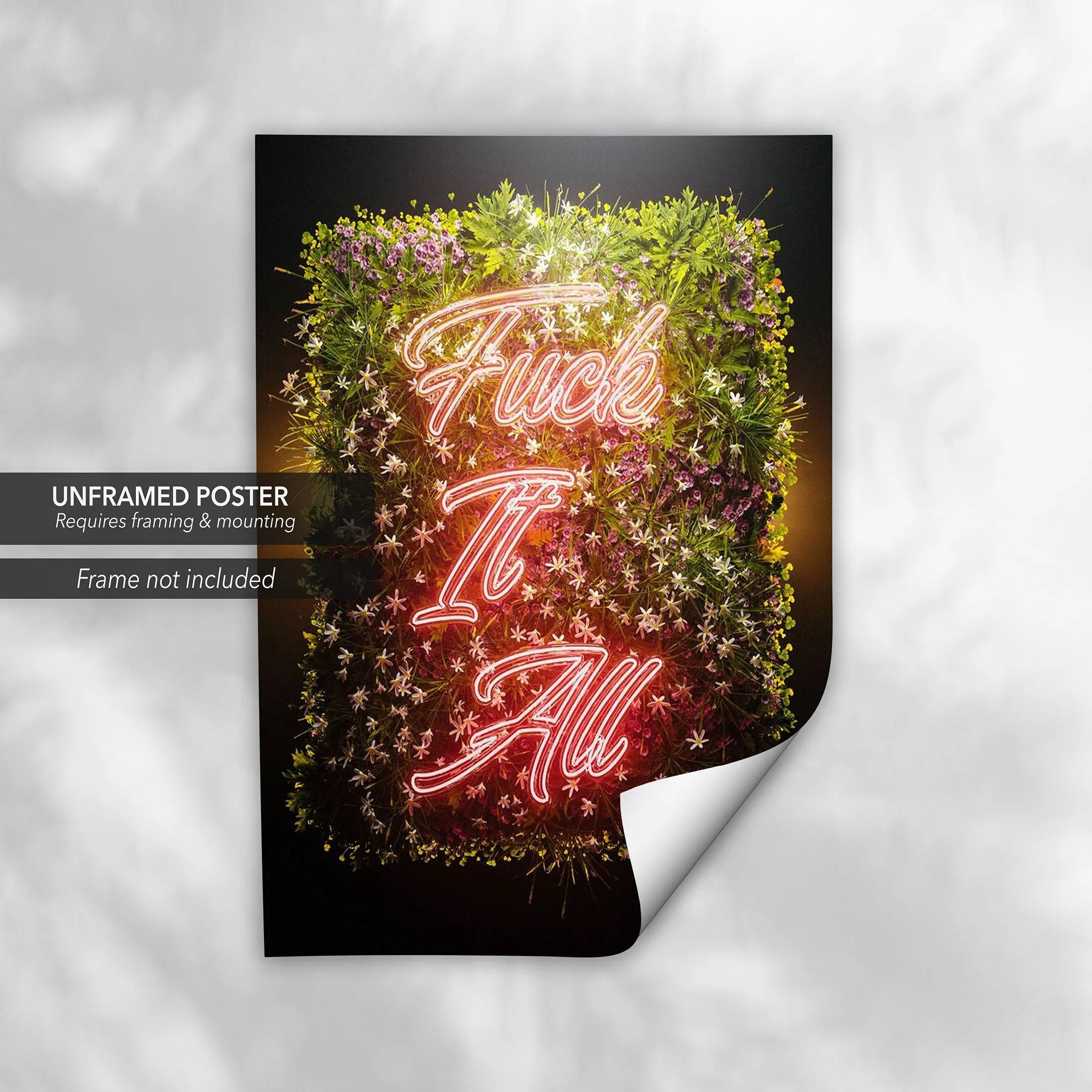 F*ck it All Neon Canvas Wall Art | Poster Print Canvastoria