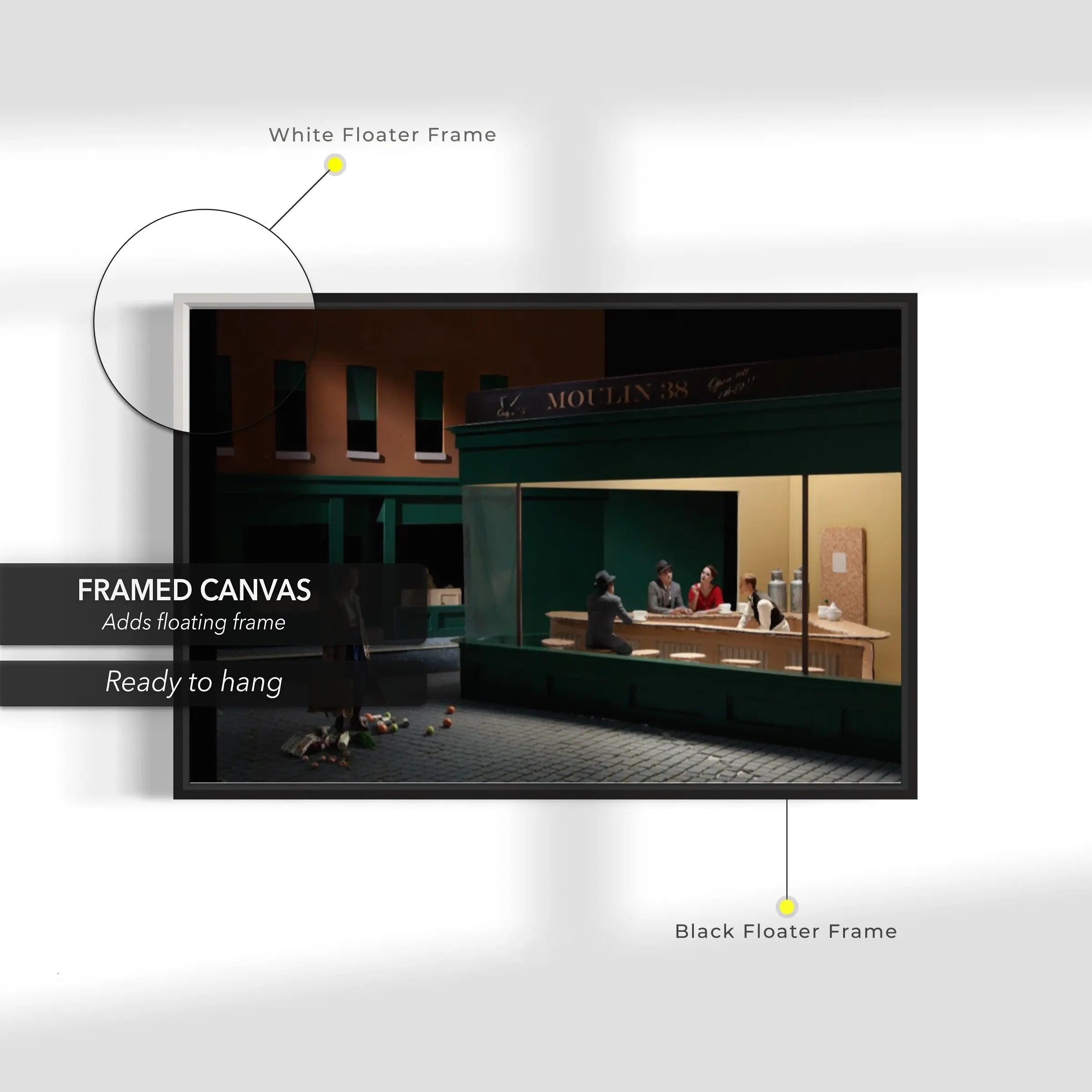 Nicolas Velter 'Moulin 38 Nighthawks' Canvas Wall Art | Poster Print Canvastoria