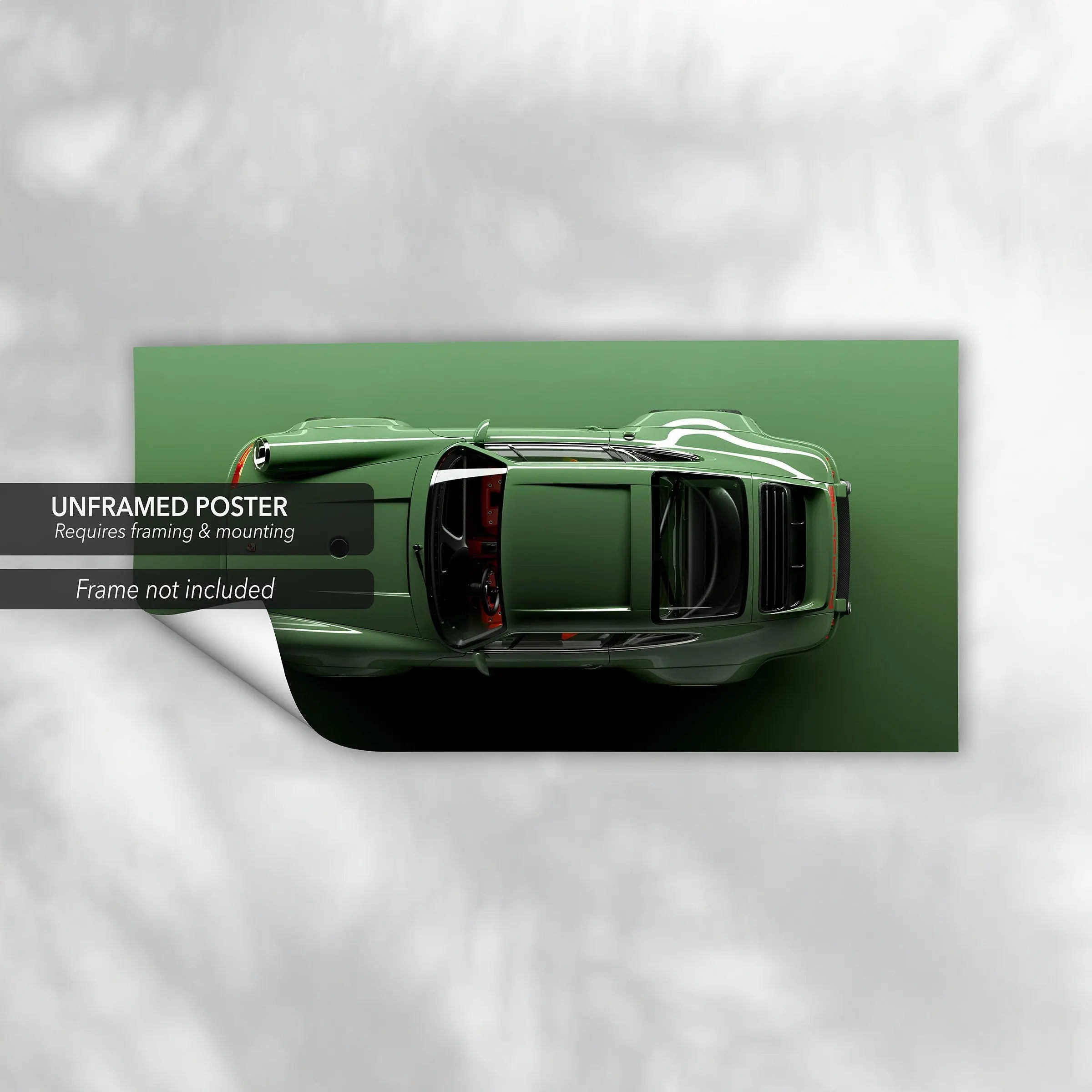 Green Porsche Top View Canvas Wall Art | Poster Print - Canvastoria