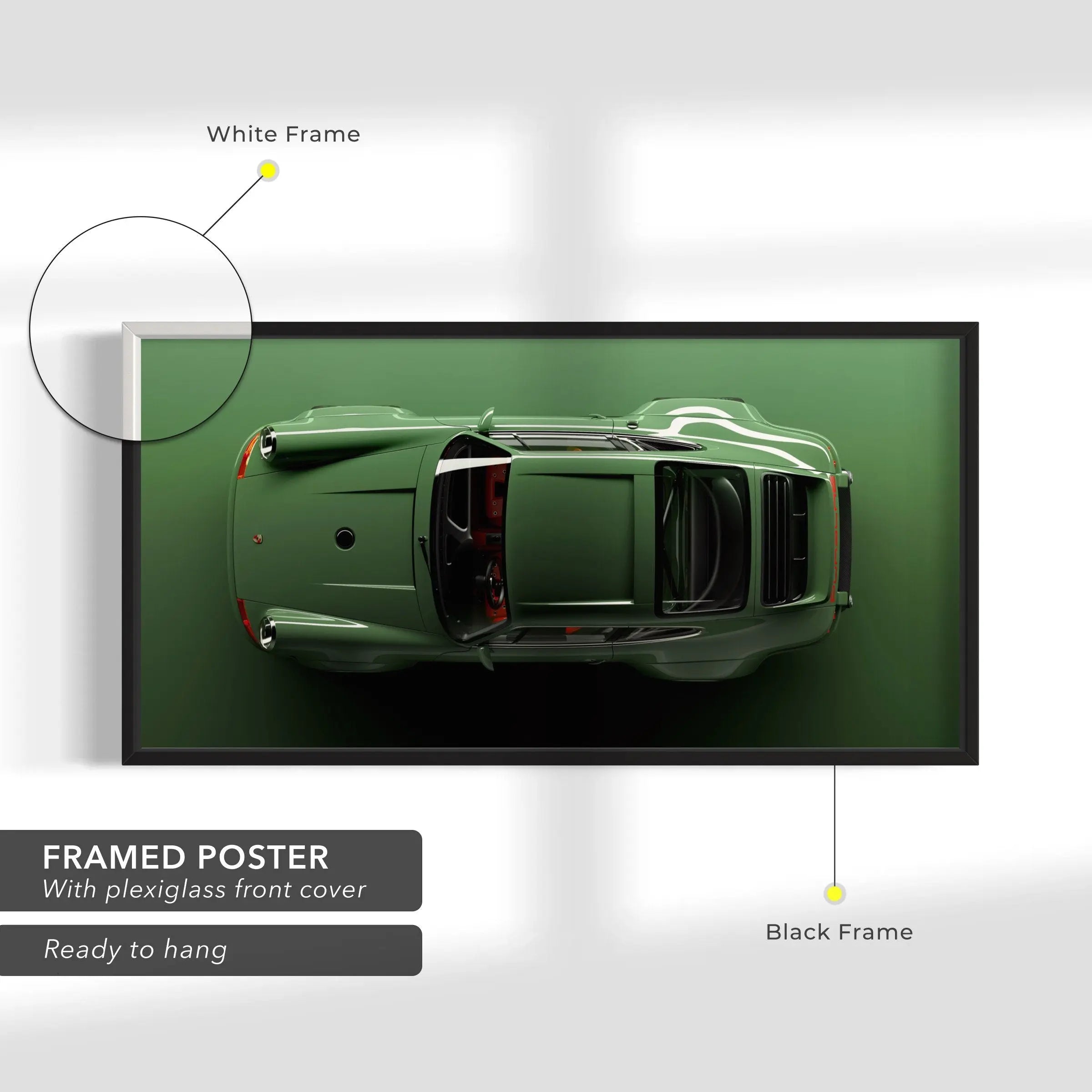 Green Porsche Top View Canvas Wall Art | Poster Print - Canvastoria