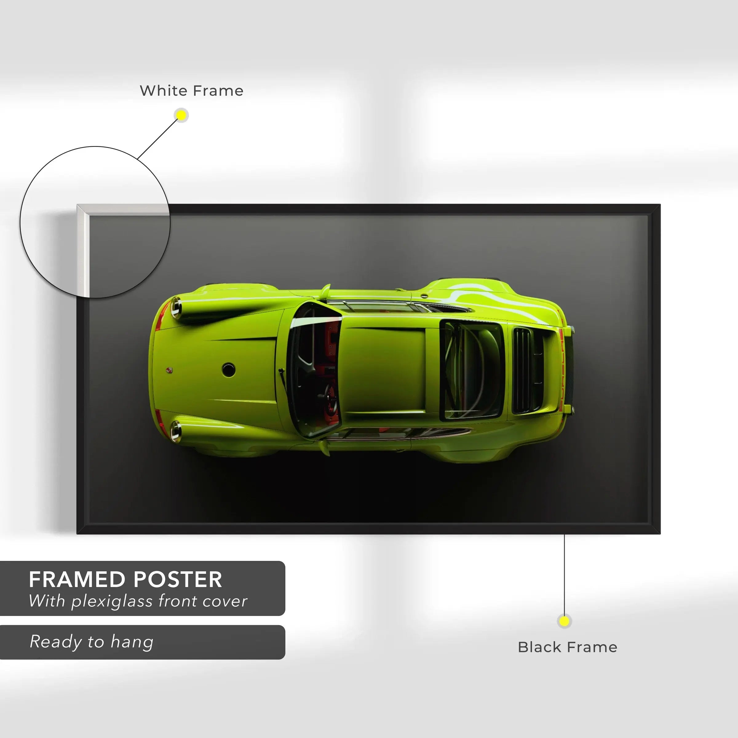 Light Green Porsche Top Canvas Wall Art | Poster Print Canvastoria