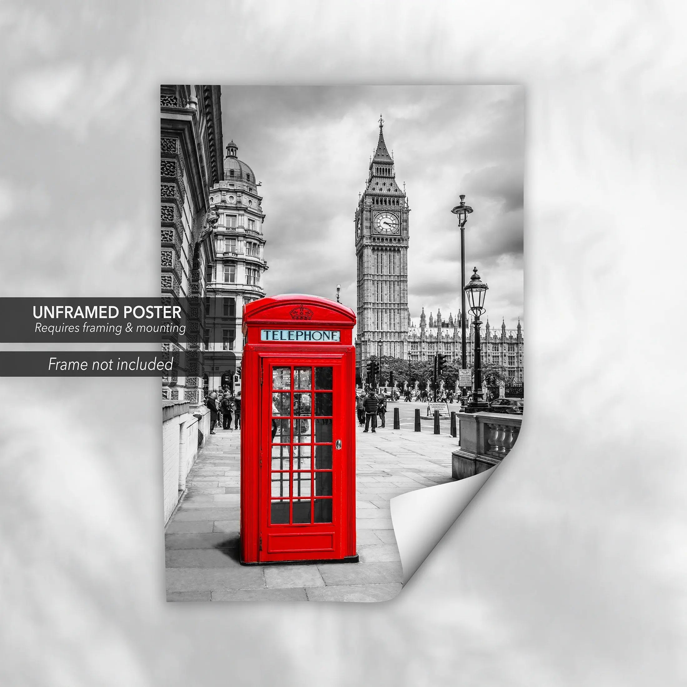 Traditional London Red Phone Booth Canvas Wall Art | Poster Print - Canvastoria