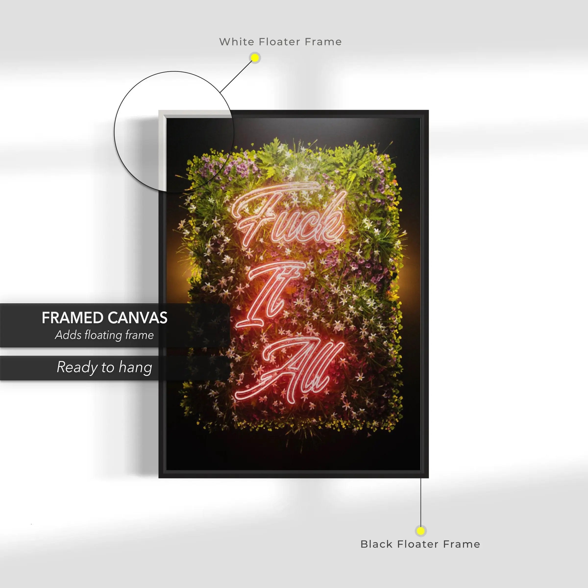 F*ck it All Neon Canvas Wall Art | Poster Print Canvastoria
