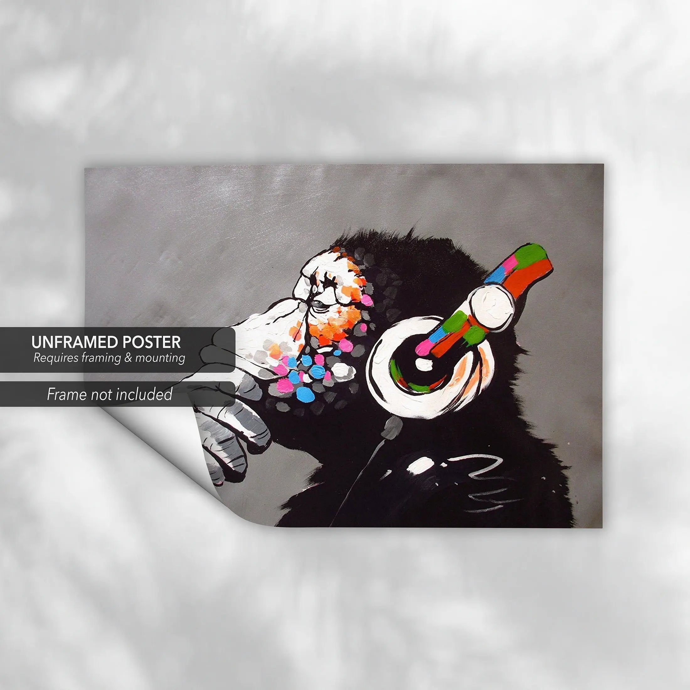 Monkey Thinking by Banksy Canvas Wall Art | Poster Print Canvastoria