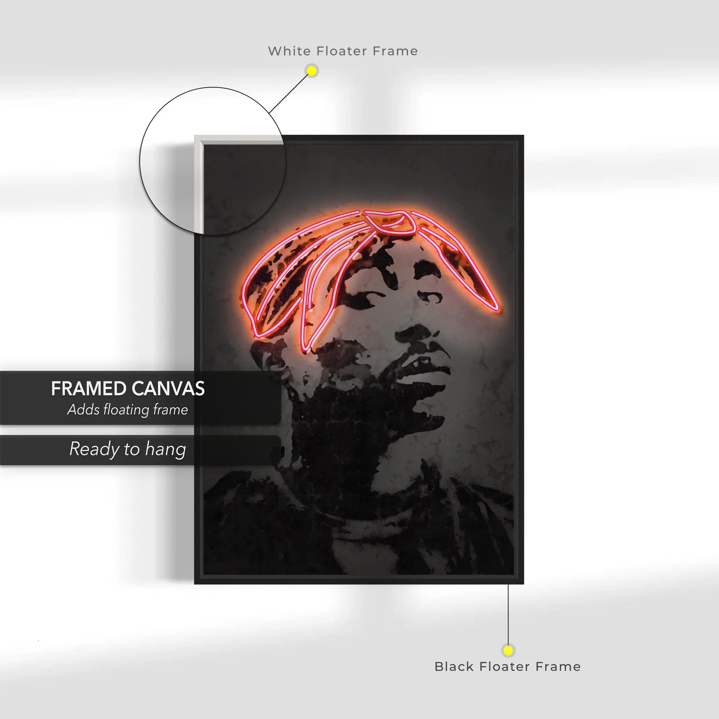 2Pac Red Neon Canvas Wall Art | Poster Print Canvastoria