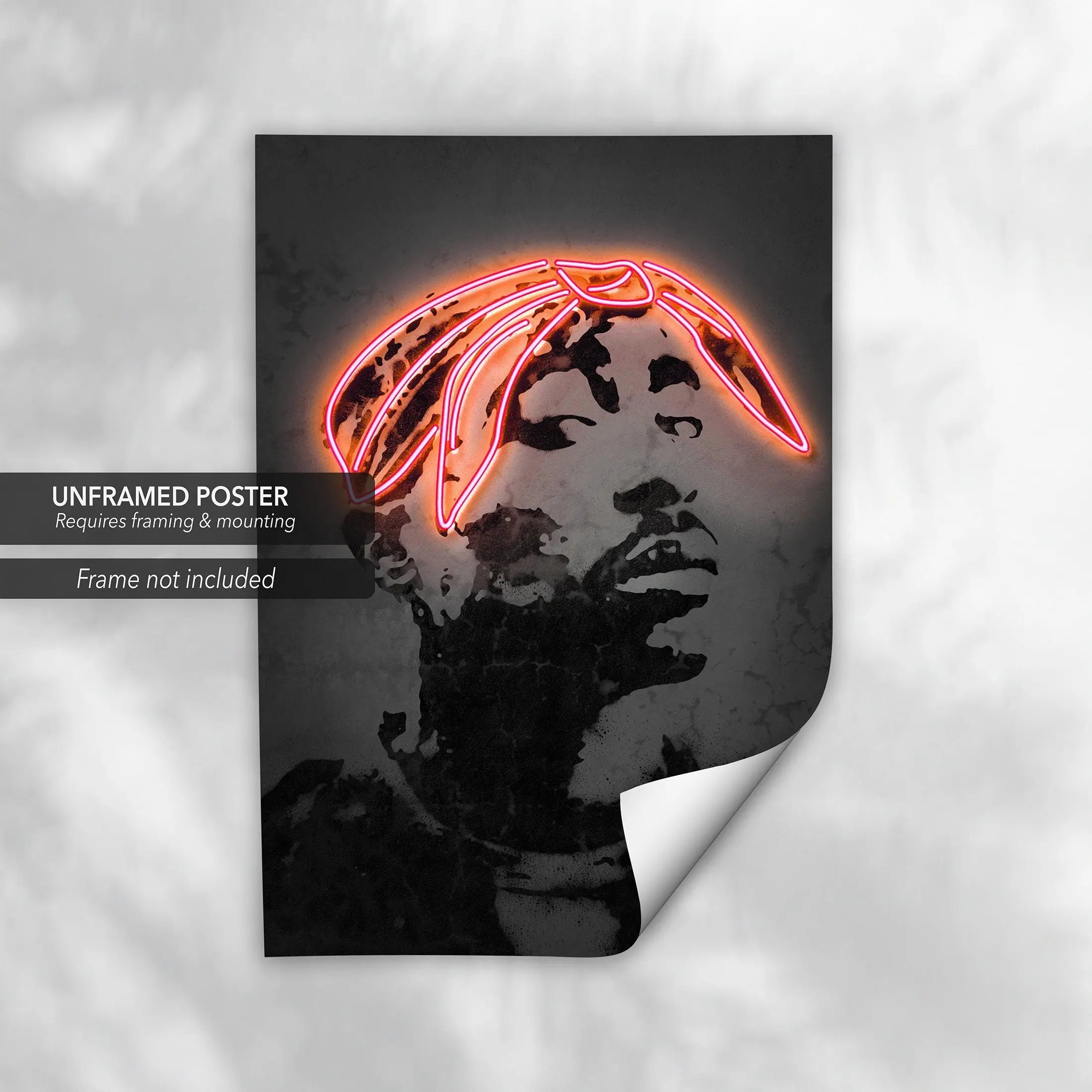 2Pac Red Neon Canvas Wall Art | Poster Print Canvastoria