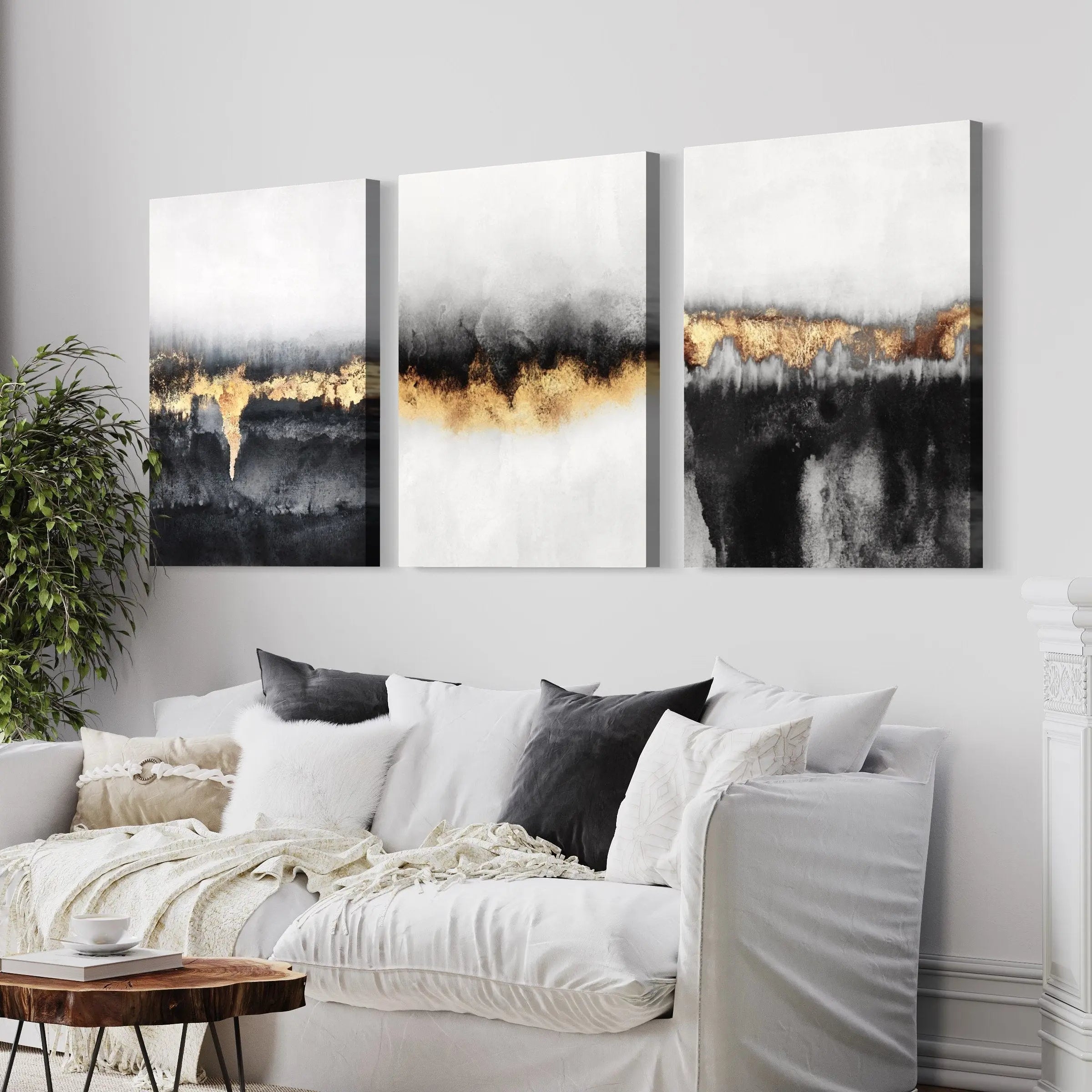 Golden Abstract Mix Bundle Canvas Wall Art | Poster Print - Canvastoria