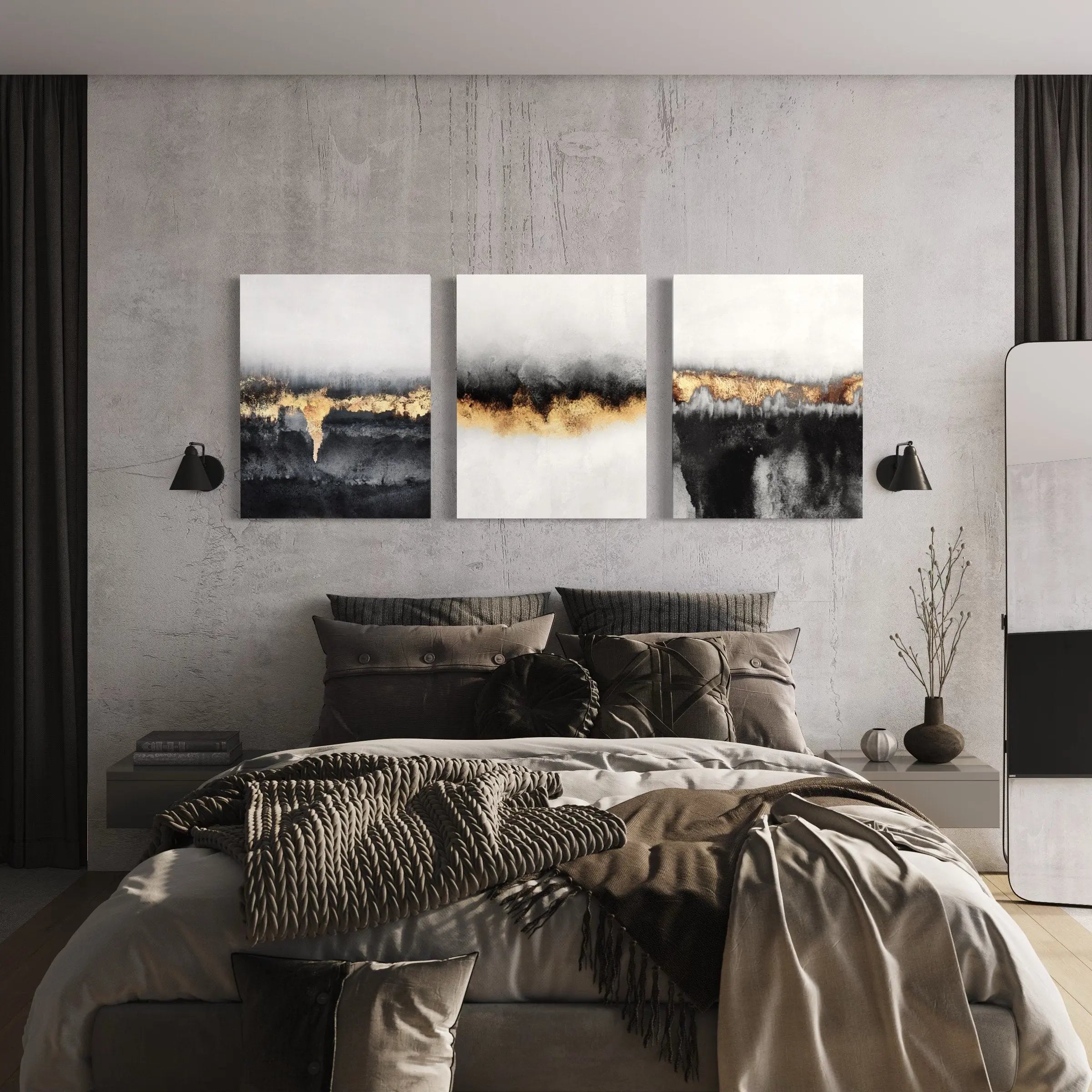 Golden Abstract Mix Bundle Canvas Wall Art | Poster Print - Canvastoria