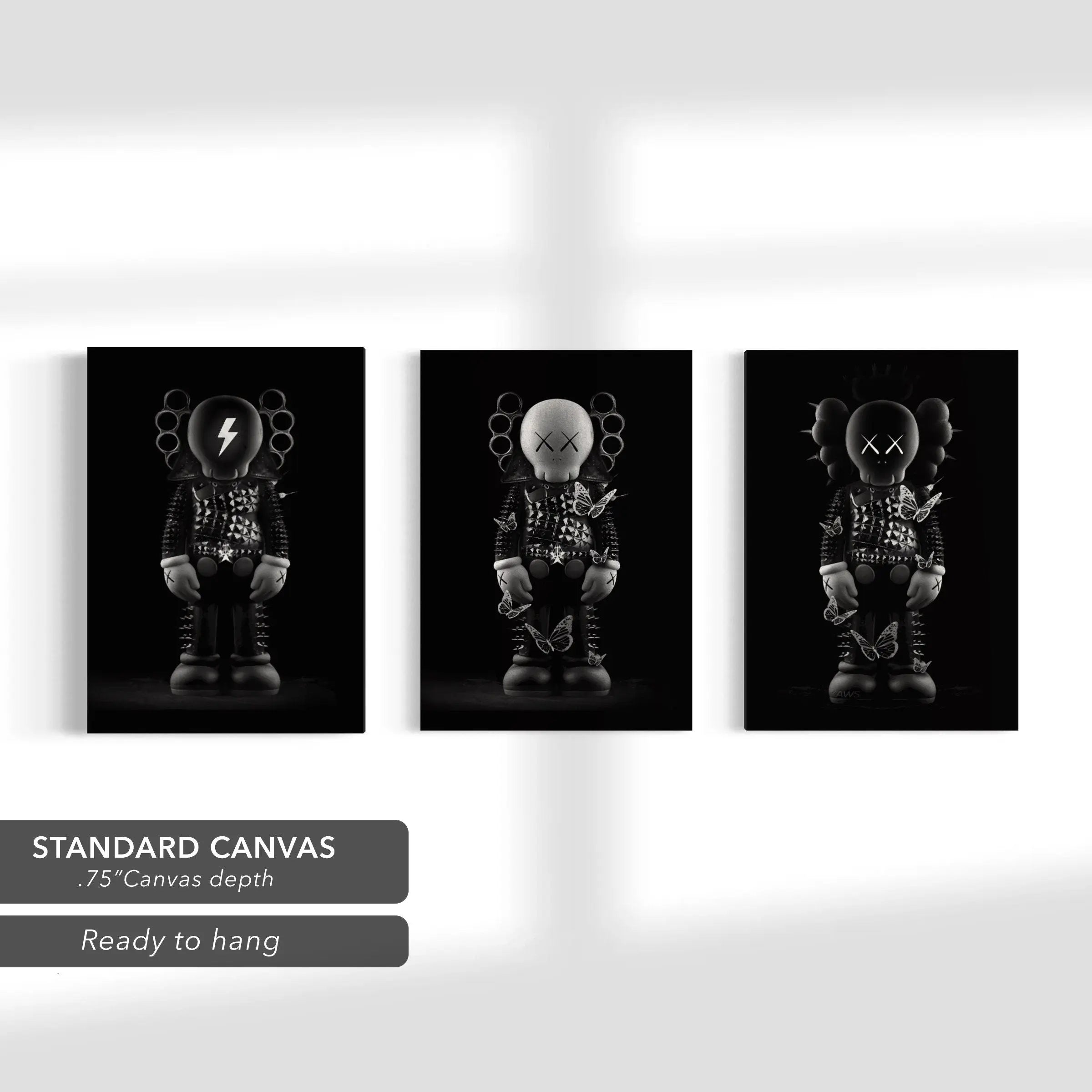 Kaws Set Of 3 Canvas Wall Art | Poster Prints - Canvastoria