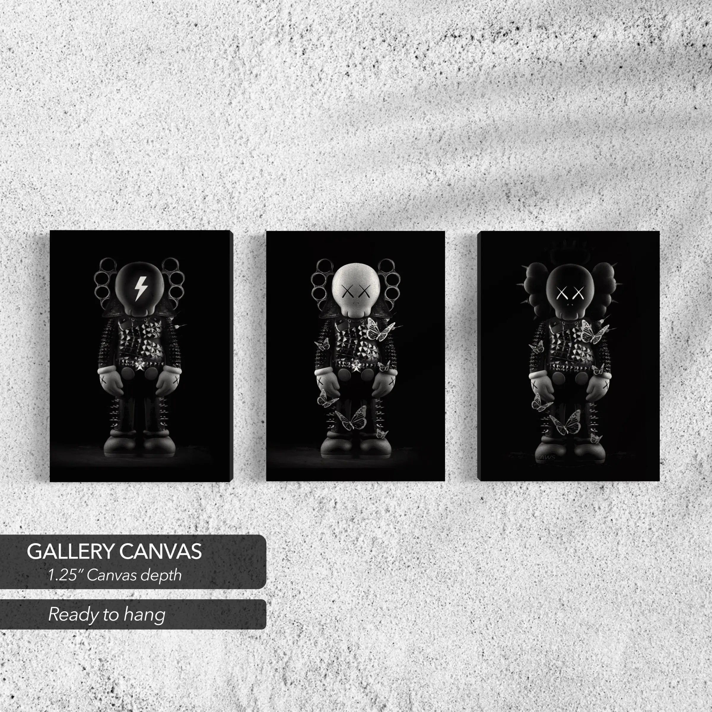 Kaws Set Of 3 Canvas Wall Art | Poster Prints - Canvastoria