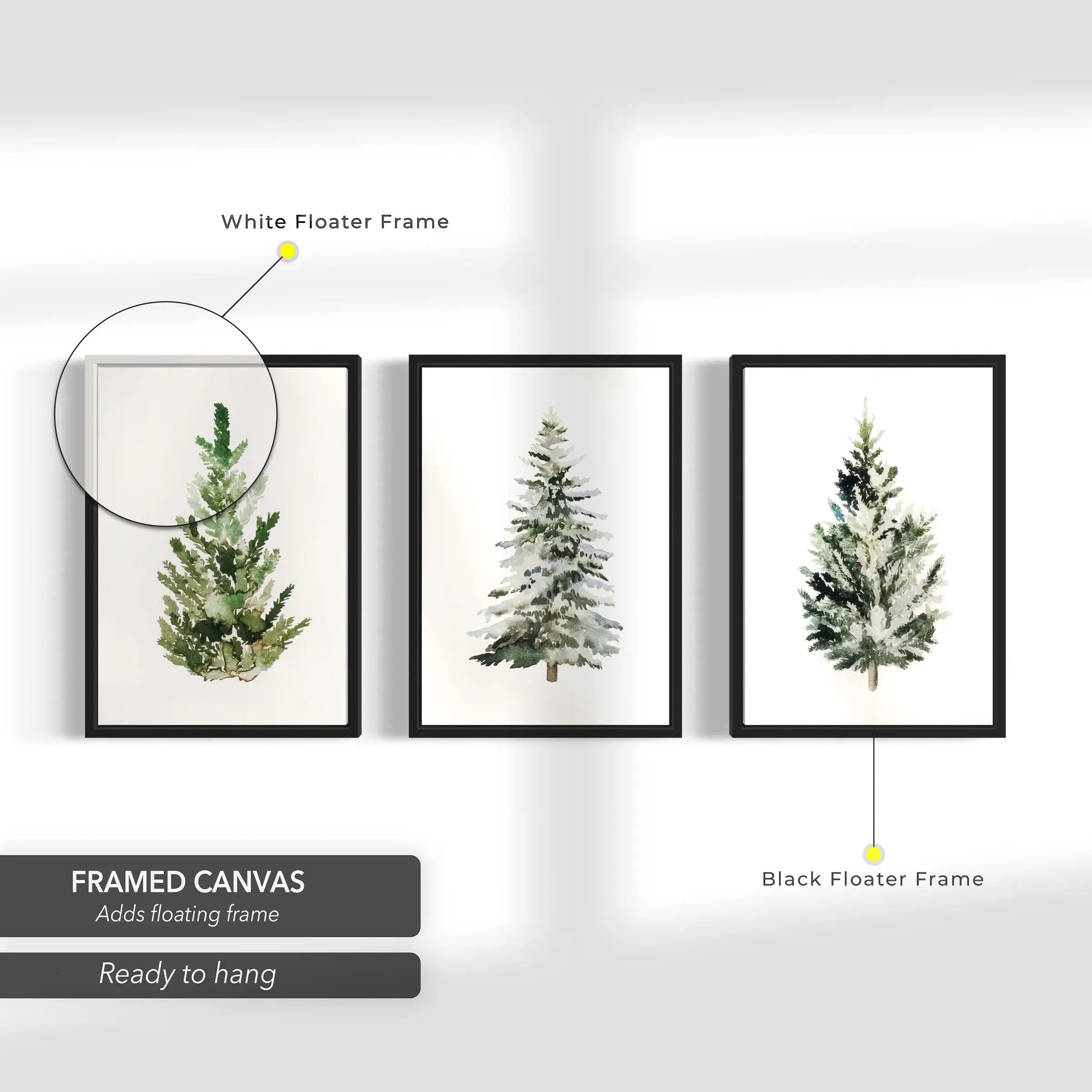 Christmas Tree Minimalist Set of 3 Canvas Art | Poster Print Canvastoria