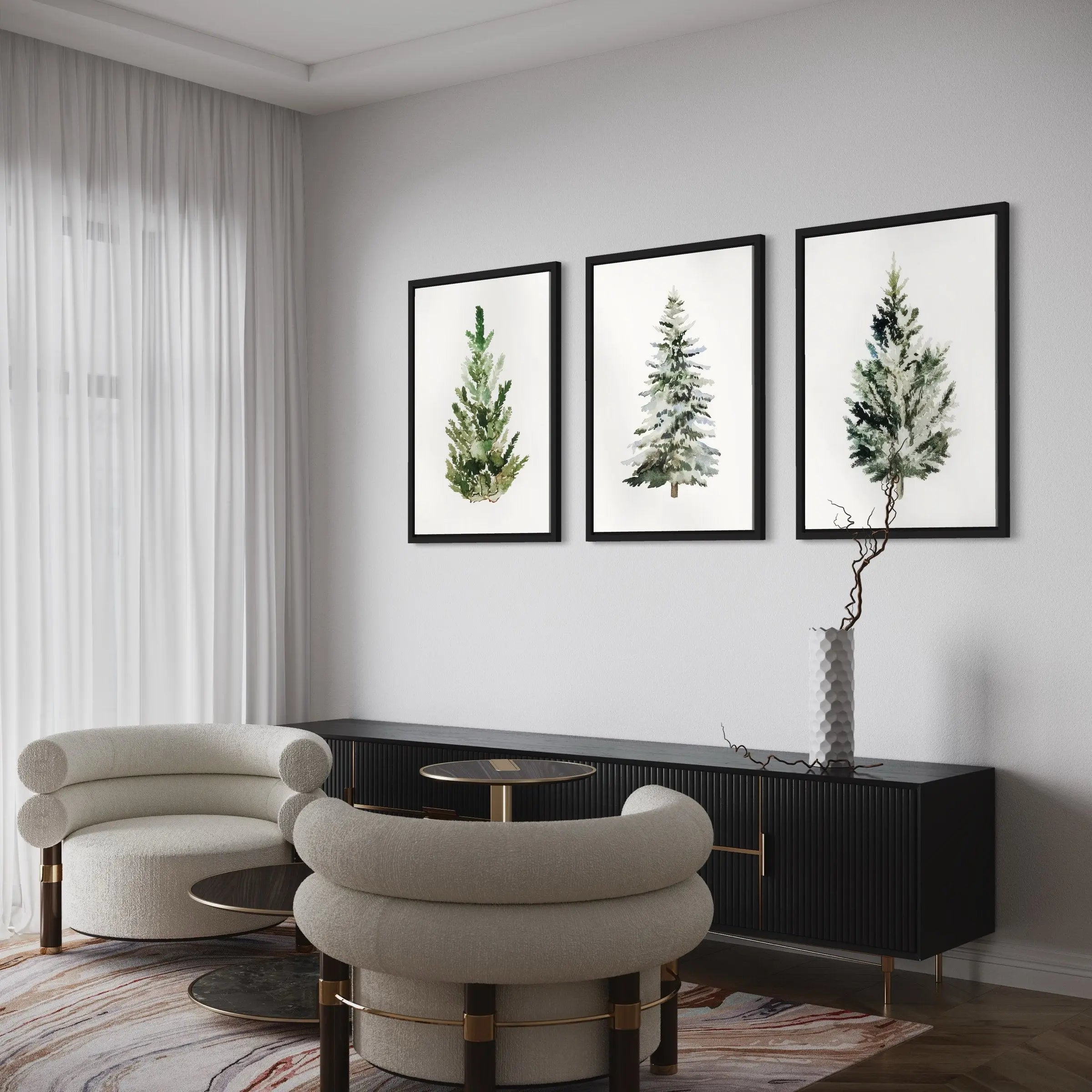 Christmas Tree Minimalist Set of 3 Canvas Art | Poster Print Canvastoria