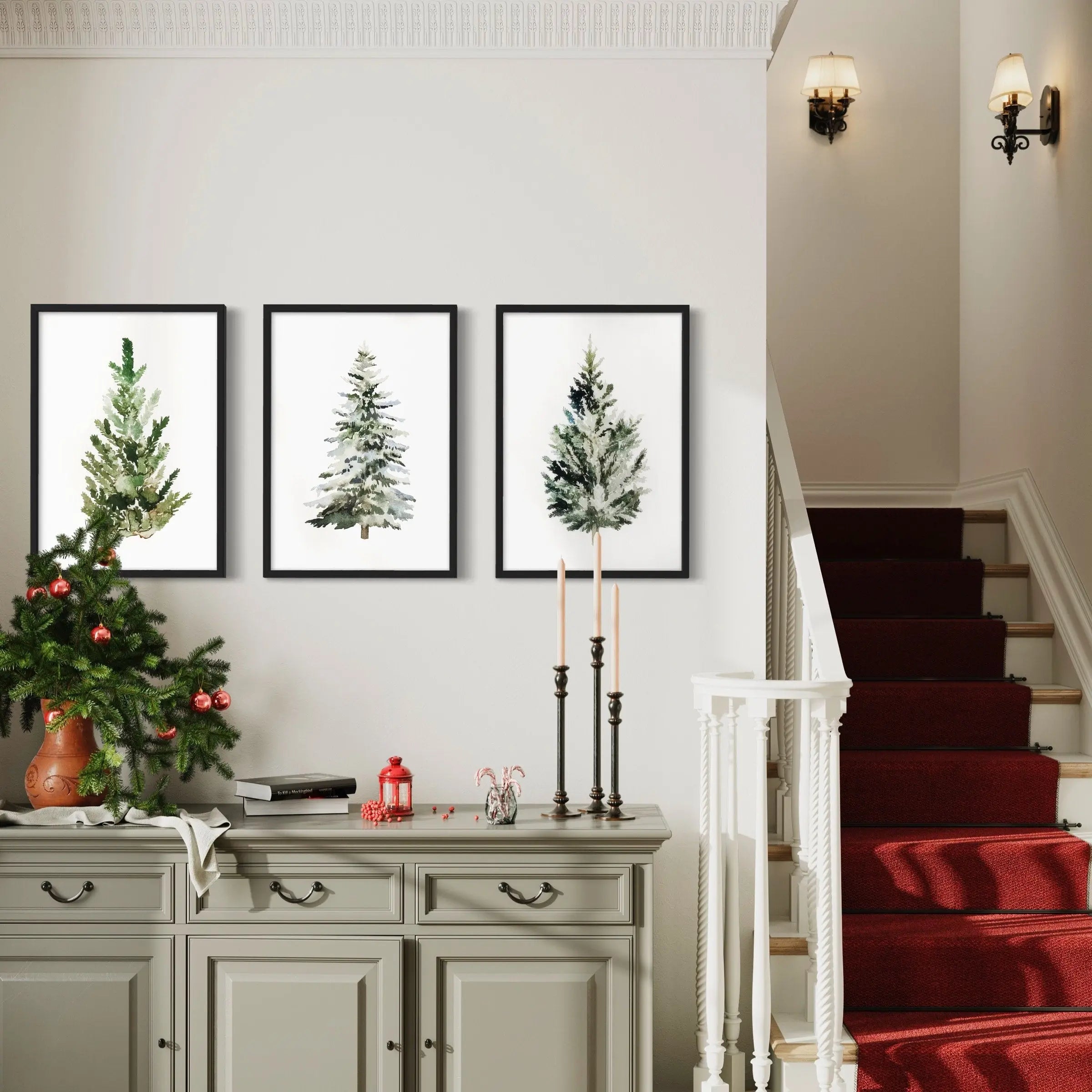 Christmas Tree Minimalist Set of 3 Canvas Art | Poster Print Canvastoria